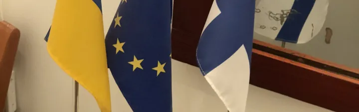 Ukraine, EU, Finland flags