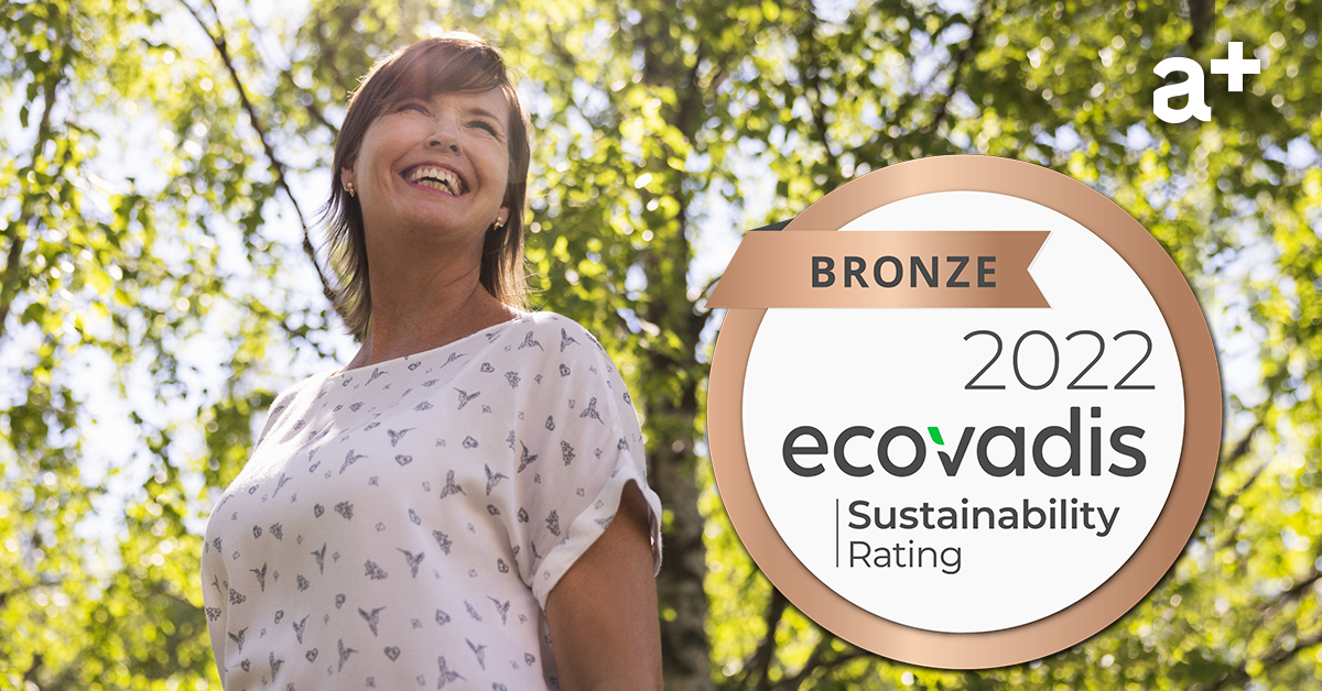 woman smiling with EcoVadis logo