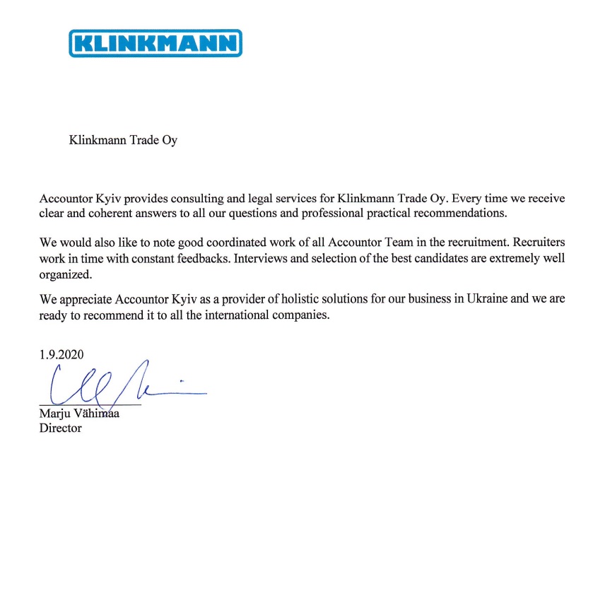 Klinkmann Trade Oy_reference