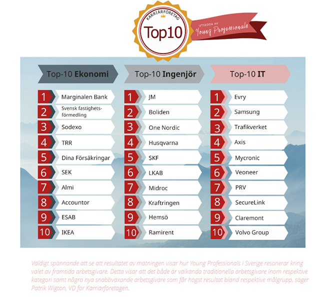 Top 10 among young professionals