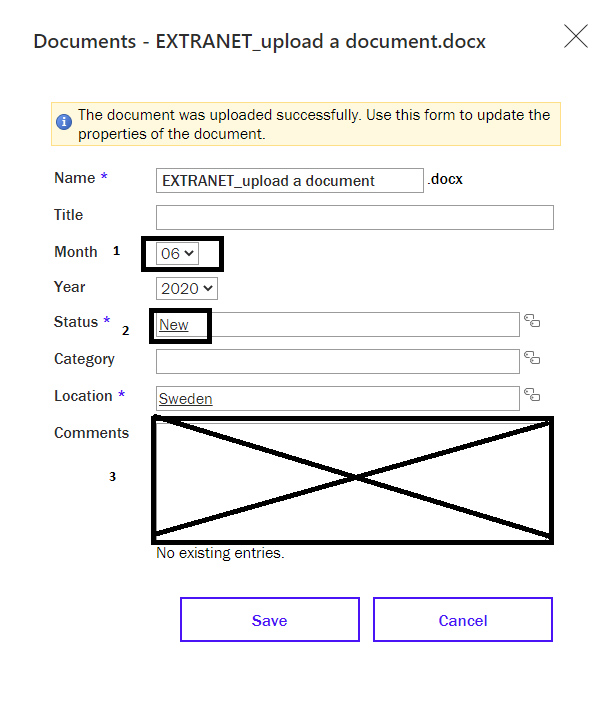 Documents Extranet - upload documents