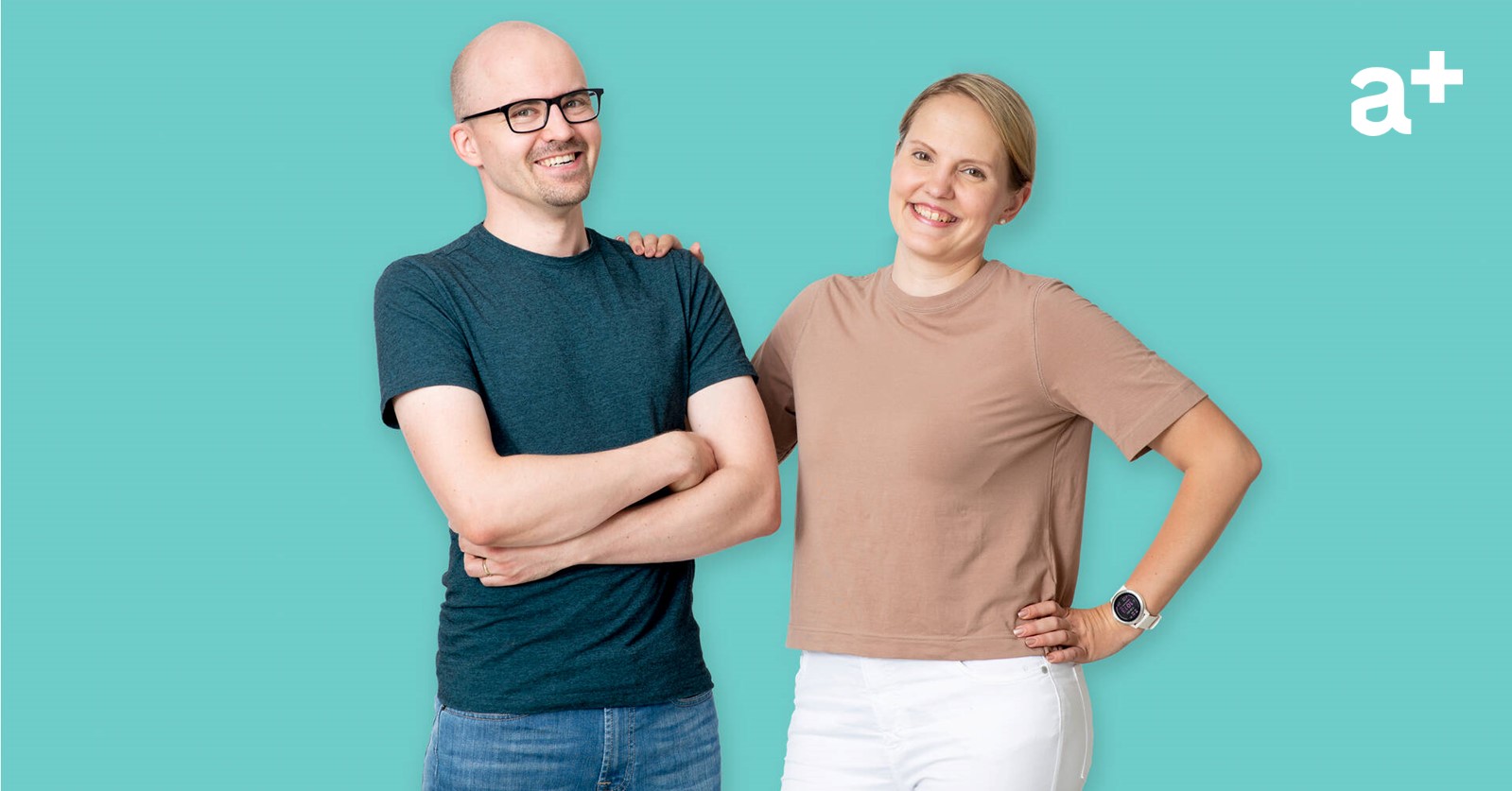 man and woman smiling