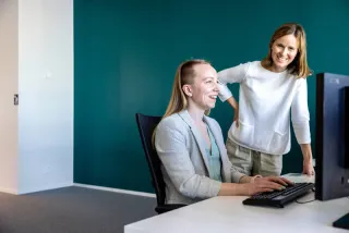 Colleagues chatting