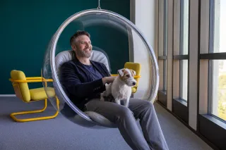 man with dog