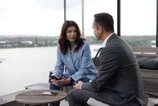 woman and man meeting
