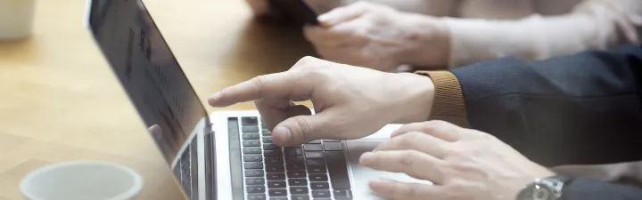 laptop and hands