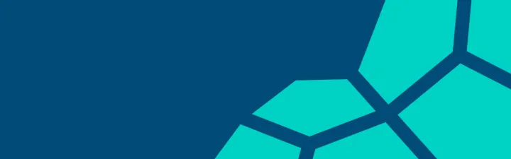 Aspia blå og turkis - banner med hexagon mønster