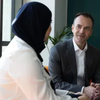 Man and woman talking